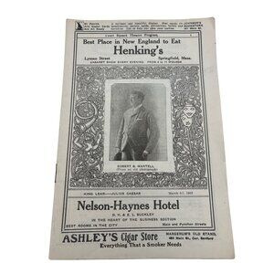1913 Court Square Theatre Program Springfield Massachusetts Collectible Ephemera